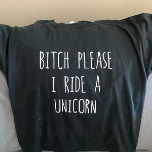 Short sleeved black t shirt.